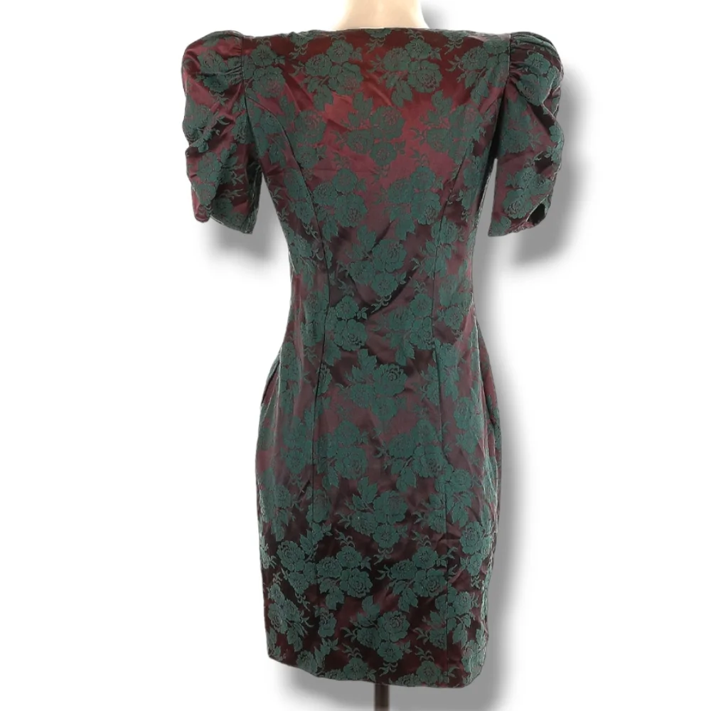 Vintage 80s Brocade Floral Retro Cocktail Dress - Byer Too - Picture 2 of 6